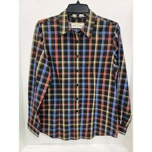 Orvis Shirt Boys Size 10 Black Multicolor Plaid Long Sleeve Button Up